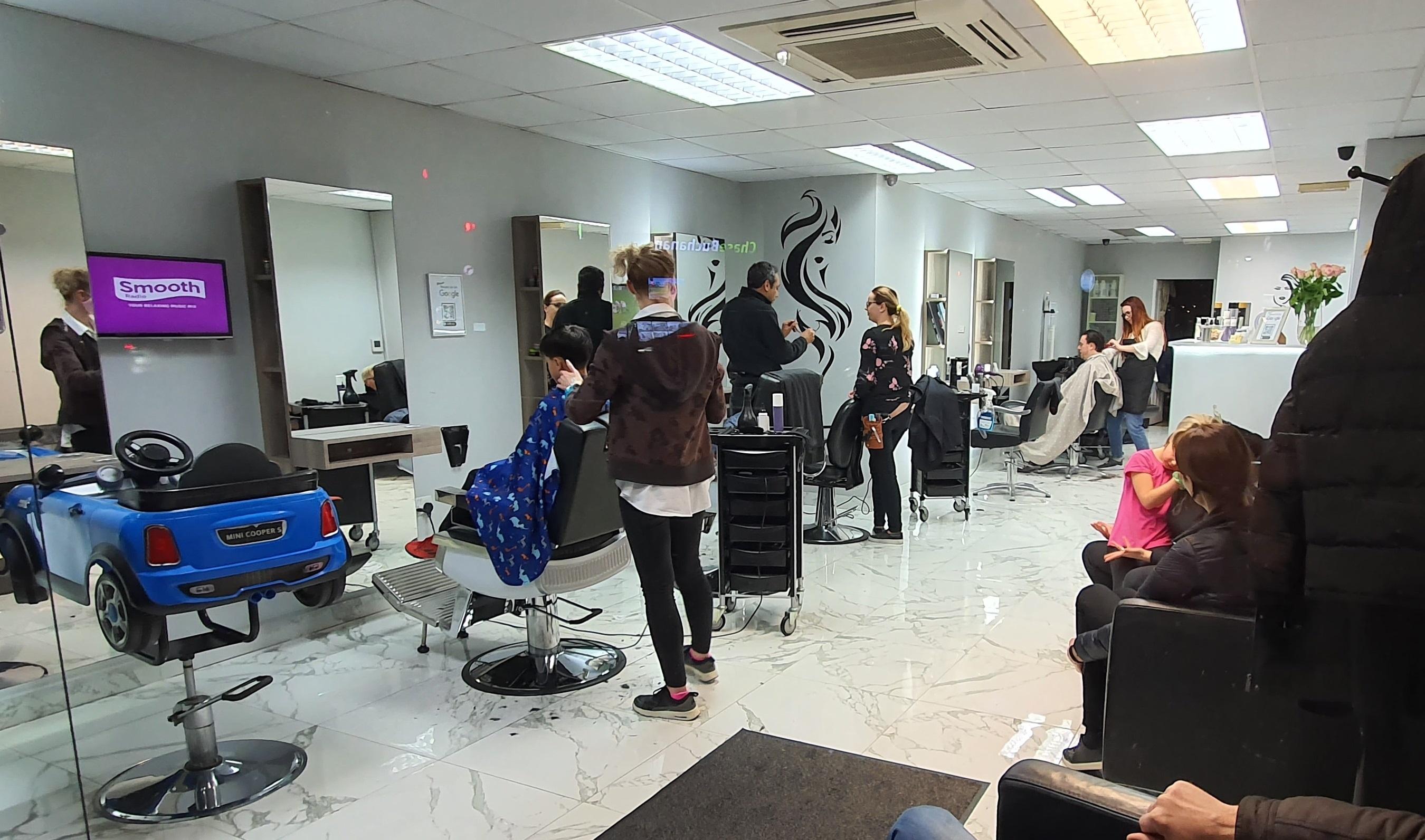 Professional hair styling at the salon